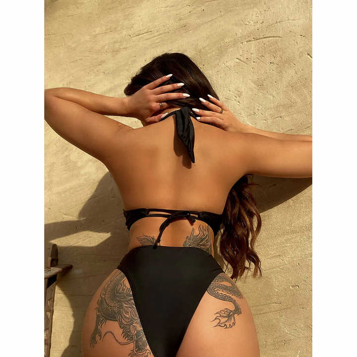 Rear Neck Tie Bikini One-Piece